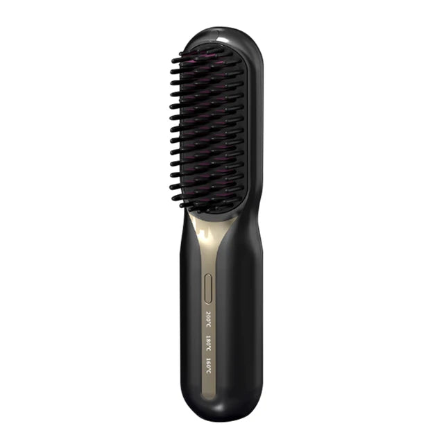 Ceramic Hair Straightening Brush Cordless 3-Temperature Design - Product showcase