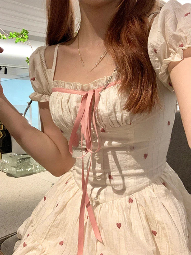 womens coquette dress white milkmaid dress mini aesthetic outfits