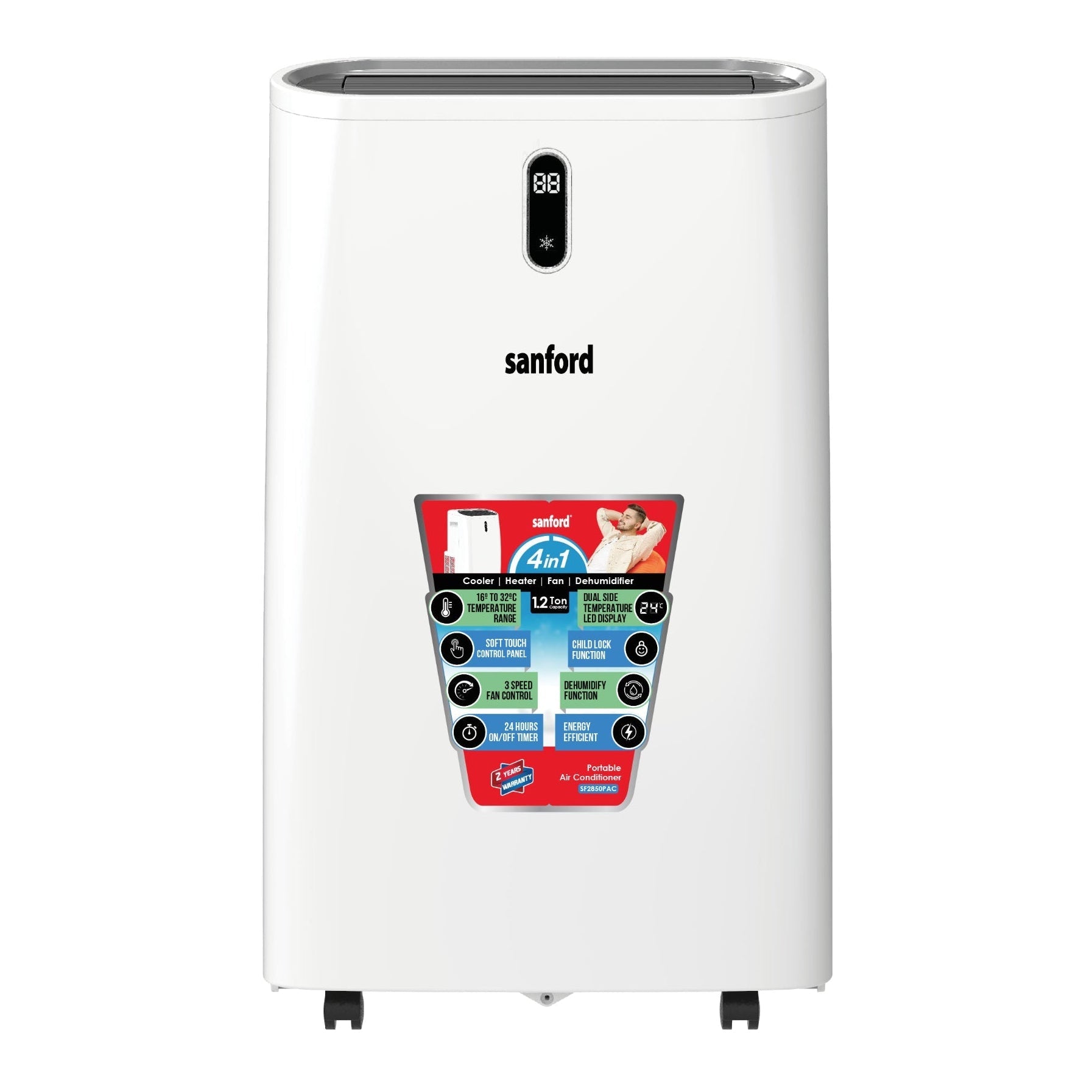 Sanford 14400 BTU Portable Smart Wifi Control Air Conditioner (4 in 1 Air Conditioner | Heater | Fan | Dehumidifier) - SF2850PAC
