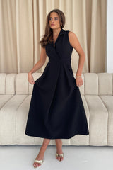 Cameron Collared Tailored Shirt Dress Black