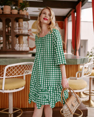 Zennia Mini Gingham Dress - Green Dresses Frances Valentine