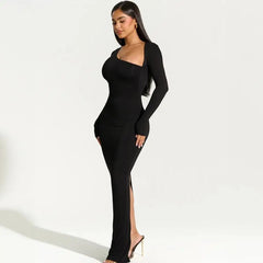 Damen-Maxikleid mit fließender Länge | klare Silhouette