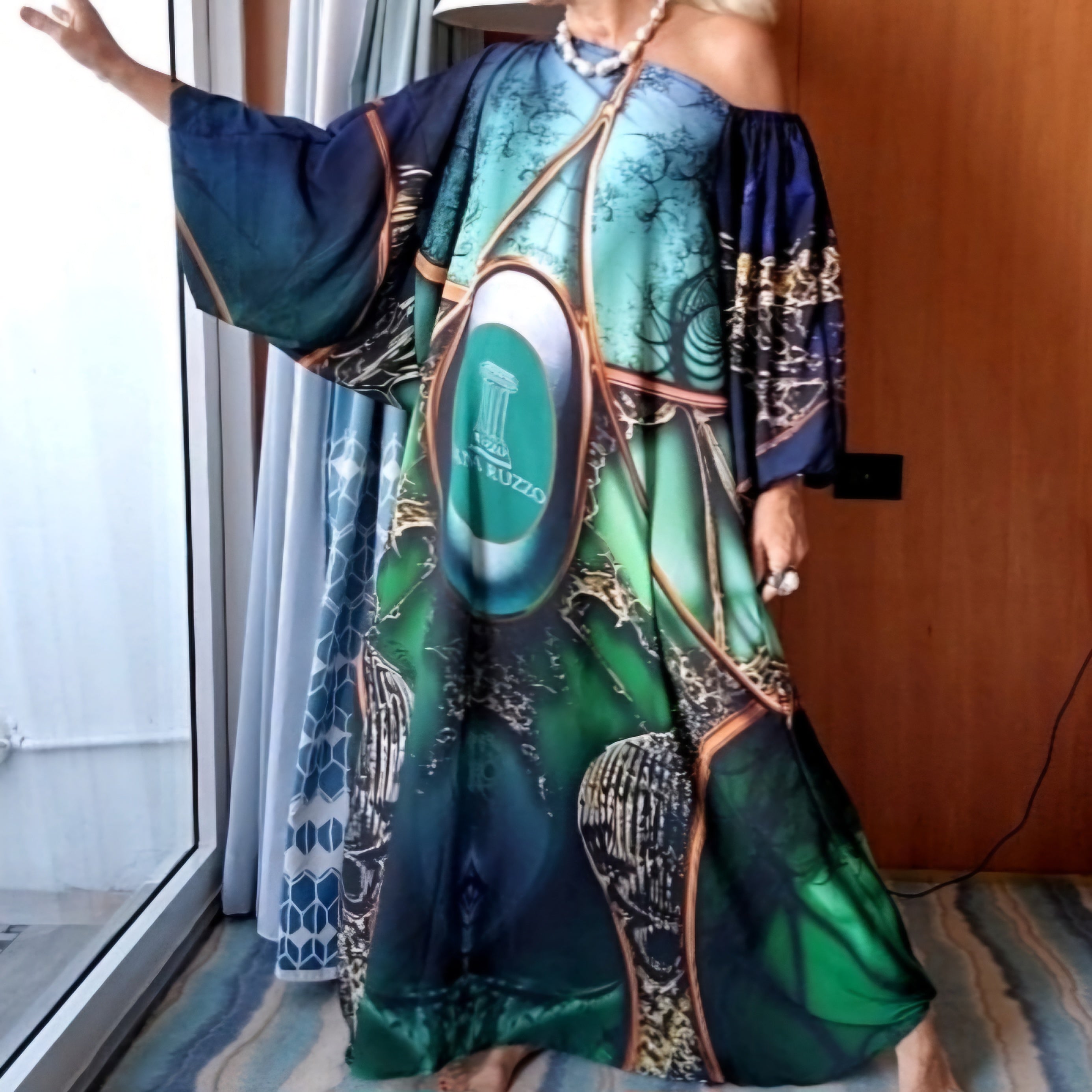 Art Deco / Designer Maxi Dress Boho Luxury Resort Wear Silk Dress Artisan Concept Clothing Unique Upcycled Couture