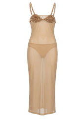 Nude Spiraldesign Transparent Dress