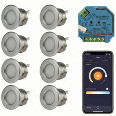 8x | Smart veranda inbouwspots zilver | 1.5 Watt | Complete set | Zigbee | HUE Compatible