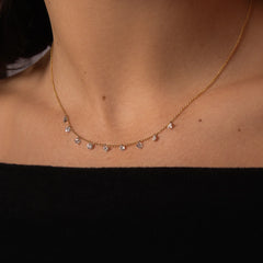Sophie Ratner Pierced Round & Princess Diamond Necklace