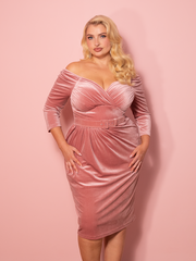 Starlet Wiggle Dress in Vixen Pink Velvet - Vixen by Micheline Pitt