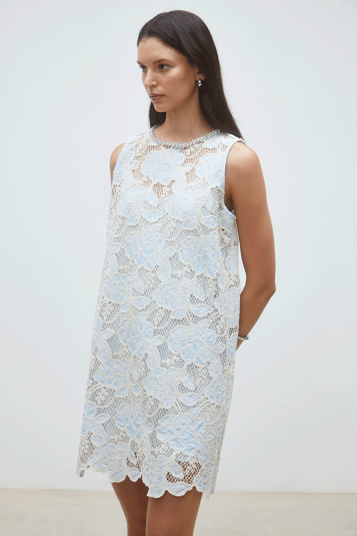 Light Blue Lace Mini Dress