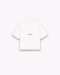 CROPPED OVERSIZE SHIRT - RED DEMON - WHITE