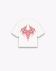 CROPPED OVERSIZE SHIRT - RED DEMON - WHITE