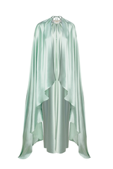 Maylé Vásquez Limoncillo Lake Green Maxi Dress featuring a flowing silhouette and vibrant green color, perfect for elegant occasions.