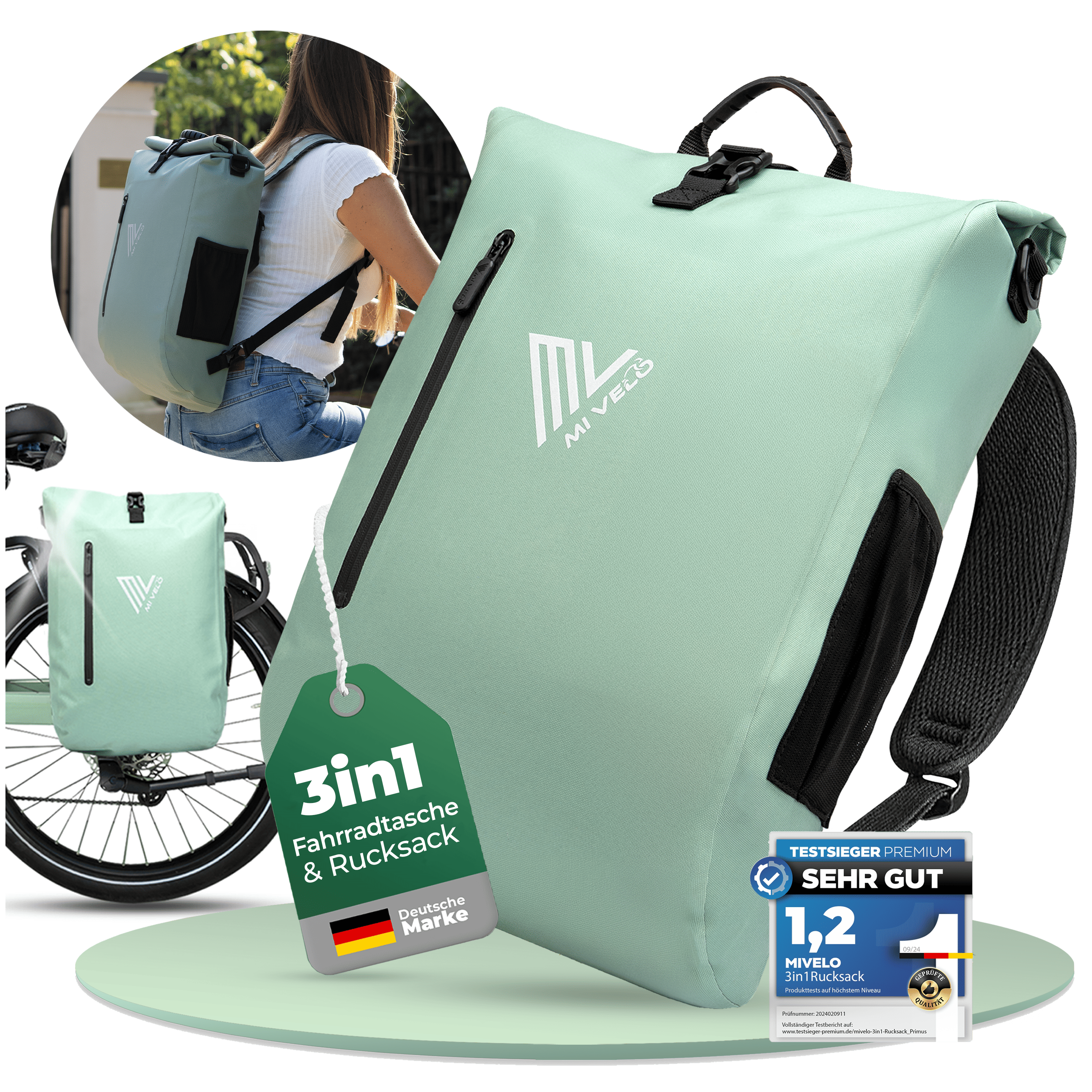3in1 Fahrradtasche & Rucksack 20L „PRIMUS“