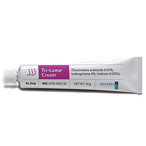 Tri-Luma Cream (Fluocinolone 0.01%, Tretinoin 0.05%, Hydroquinone 4%) for advanced melasma treatment and skin rejuvenation.