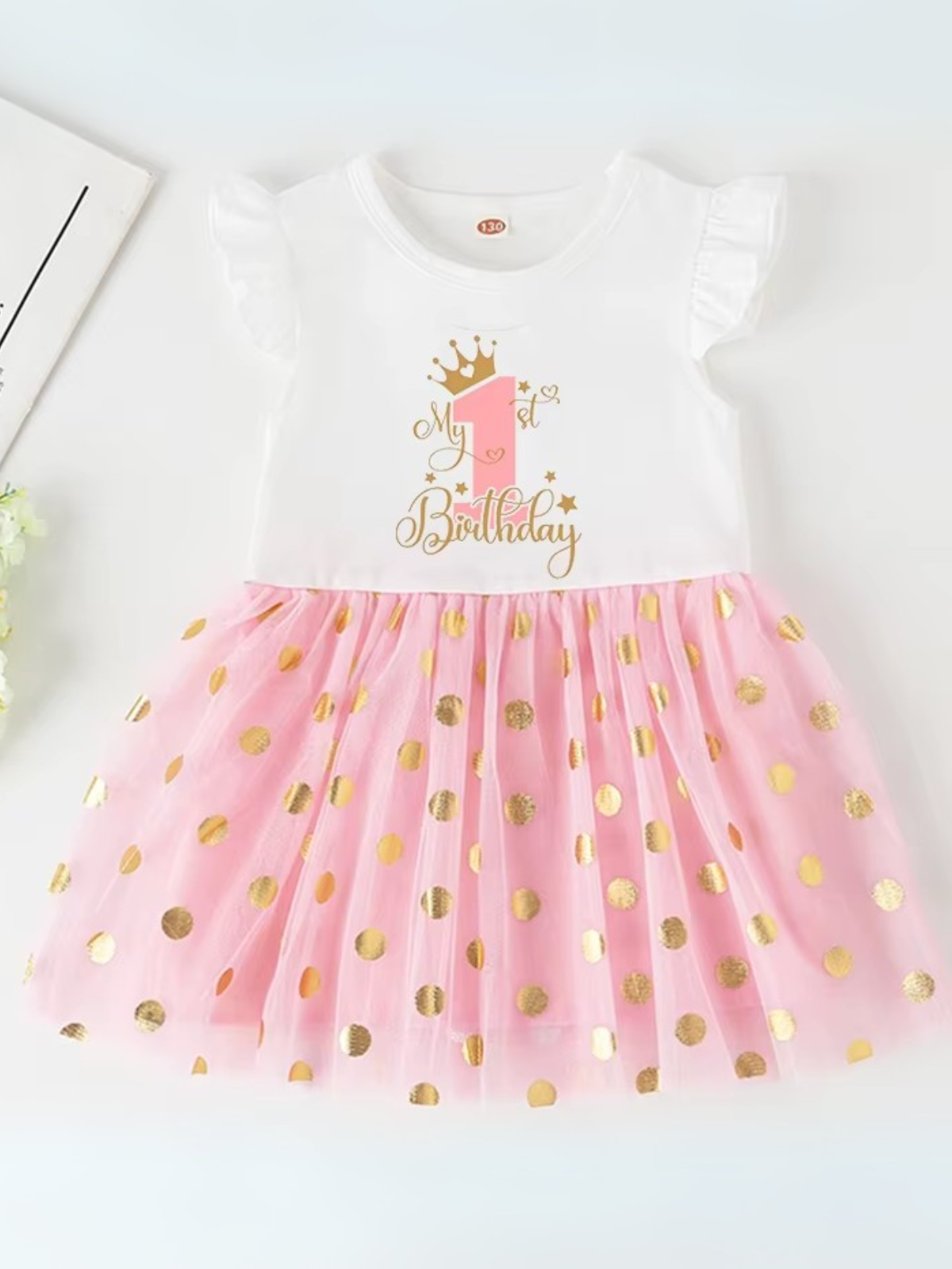 Princess 2 Year Old Birthday Tutu Dress with Golden Accents Mia Belle Girls