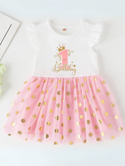 Princess 2 Year Old Birthday Tutu Dress with Golden Accents Mia Belle Girls