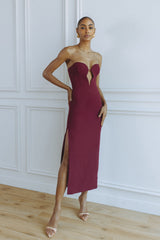 ELENI MIDI DRESS - BURGUNDY