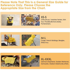 XXL Yellow Reflective Adjustable Pet Raincoat with Hood - Waterproof Dog Jacket, Adjustable Dog Poncho for Outdoor Protection