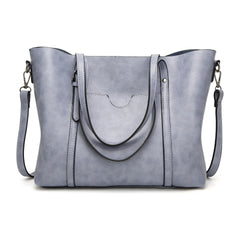 Light Blue Fashionable Soft Leather Women's Handbag, Large Capacity Shoulder & Crossbody, Casual Bucket Bag