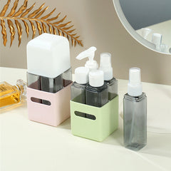 2Pcs 4 In 1 Travel Dispenser Set Leakproof Reusable Bottles For Toiletries Square