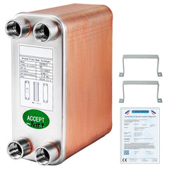 VEVOR Heat Exchanger 3"x7.5" 60 Plates Brazed Plate Heat Exchanger 316L 1/2" BSP FPT Heat Exchanger EATB12 Beer Wort Chiller for Hydronic Heating