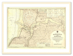 Framed Vintage Nautical Chart - Admiralty Chart 1160 - Barnstable to Bideford