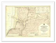 Framed Vintage Nautical Chart - Admiralty Chart 1160 - Barnstable to Bideford