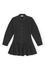 Stretch Cotton Buttoned Mini Dress