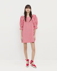 Willy Mini Dress in red gingham cotton and Wilson Natural/Red Espadrille.