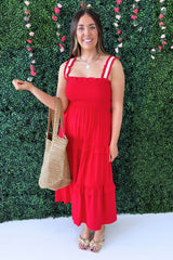Smocked Tiered Crochet Dress