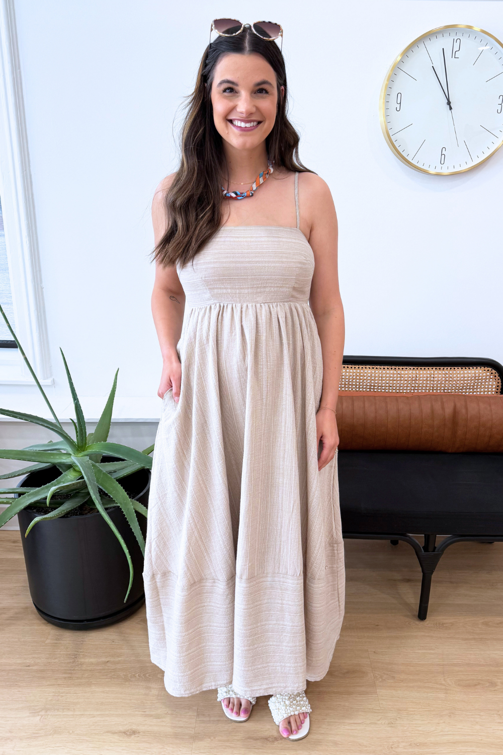 Smocked Top Sleeveless Midi Dress