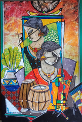 Untitled, Figurative Painting by Nisar Ahmad, Acrylic on Canvas, 24 x 36 inches