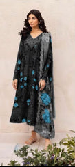 IZK Embroidered Black & Sea Green Luxury Chikankari Lawn Dress