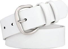 Classic White Leather Belt