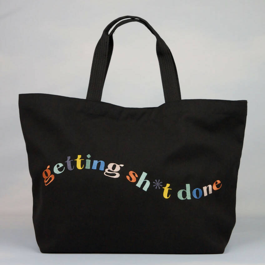 Getting Sh*t Done Black Canvas Carryall Handbag