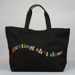 Getting Sh*t Done Black Canvas Carryall Handbag