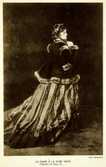 1931 Rotogravure Claude Monet Dame Robe Verte Green Dress Impressionist Art XAX3
