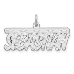 Sterling Silver/Rhodium-plated Satin Stars Name Plate