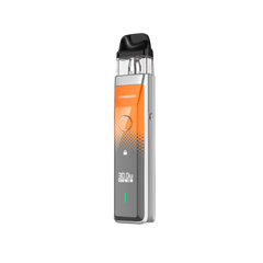 Vaporesso XROS Pro vape device in silver, orange, and gray, digital display showing 30W, RDL vaping experience