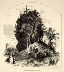 1894 Wood Engravings Sugar Loaf Rock Mackinac Island John Douglas Woodward YPA4