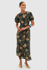 Nuit Ines Puff Sleeve Midi Dress