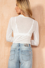 Avril White Polo Neck Top