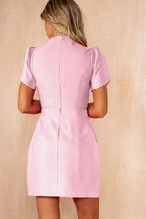 Ami Baby Pink High Neck Mini Dress