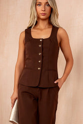 Jamie Chocolate Square Neck Waistcoat
