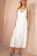 Oksana White Cotton Strappy Dress