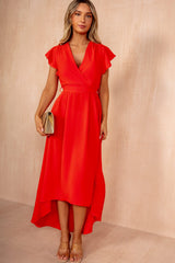 Nyla Burnt Orange Belted Midi Dress