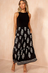 Naoise Black Border Print Smock Dress