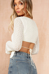 Valerie Cream Textured Tie Back Top