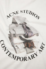 Acne Printed T-Shirt - Relaxed T-shirt Off-White - modostore.no