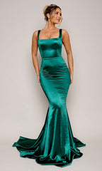 Adriana Mermaid Gown with Train- Emerald