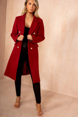 Winona Burgundy Longline Double Breasted Coat